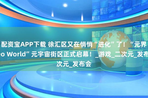 配资宝APP下载 徐汇区又在悄悄“进化”了！“元界Neo World”元宇宙街区正式启幕！_游戏_二次元_发布会