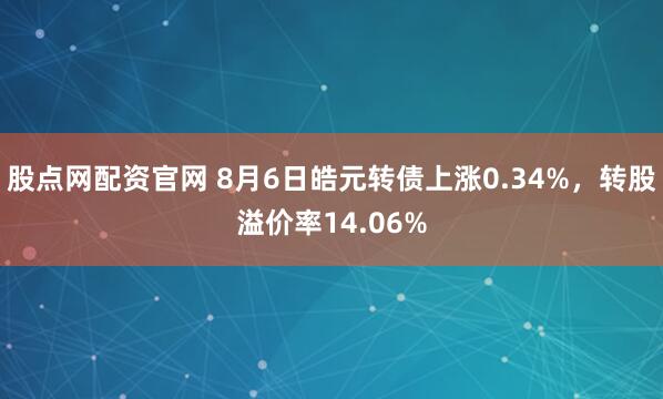 股点网配资官网 8月6日皓元转债上涨0.34%,转股溢价率14.06%